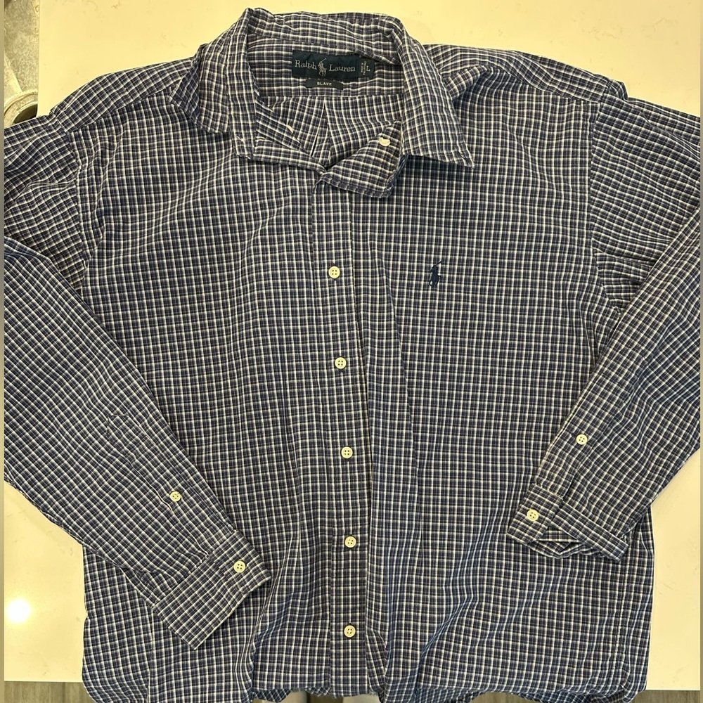 Men’s Check Patterned  Ralph Lauren Polo Blake Button-Down Oxford Shirt, Size L.